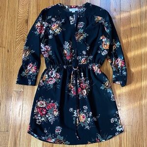 Loft Black Floral Dress